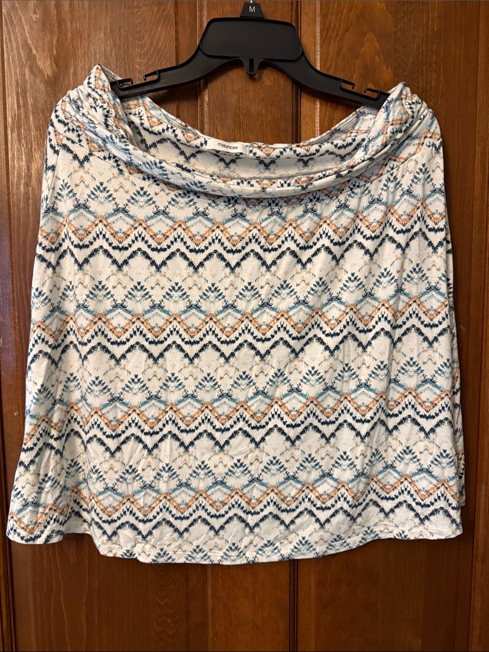 Maurices Cream Aztec-Print A-line Skirt with Blue & Orange Accents